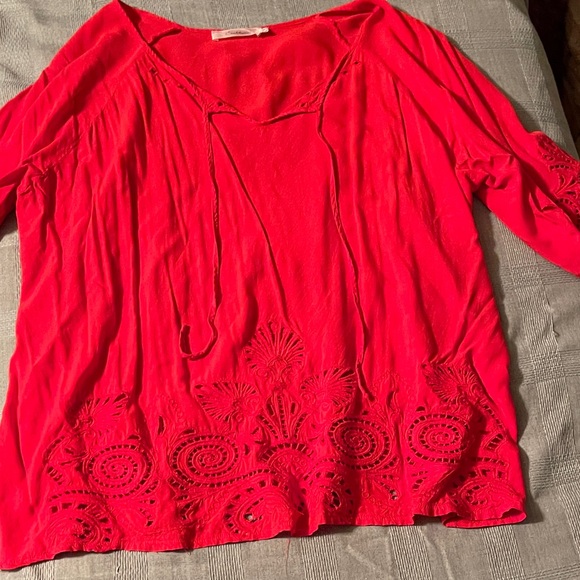 Solitaire Vibrant Red Tunic with Embroidery - Picture 1 of 4
